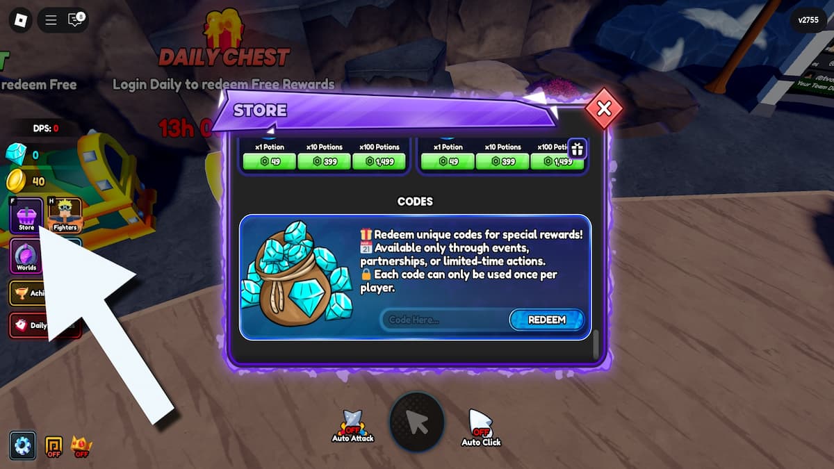 How to redeem codes in Anime Fight.