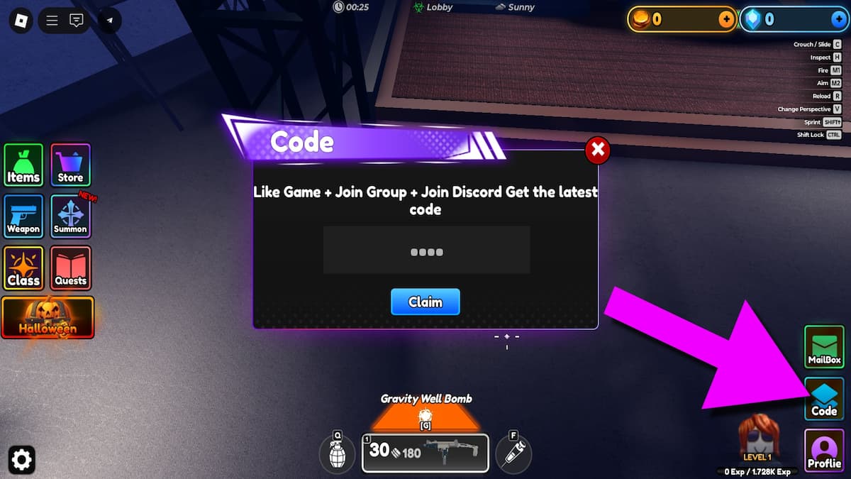 How to redeem codes in Zombie: Hyperloot