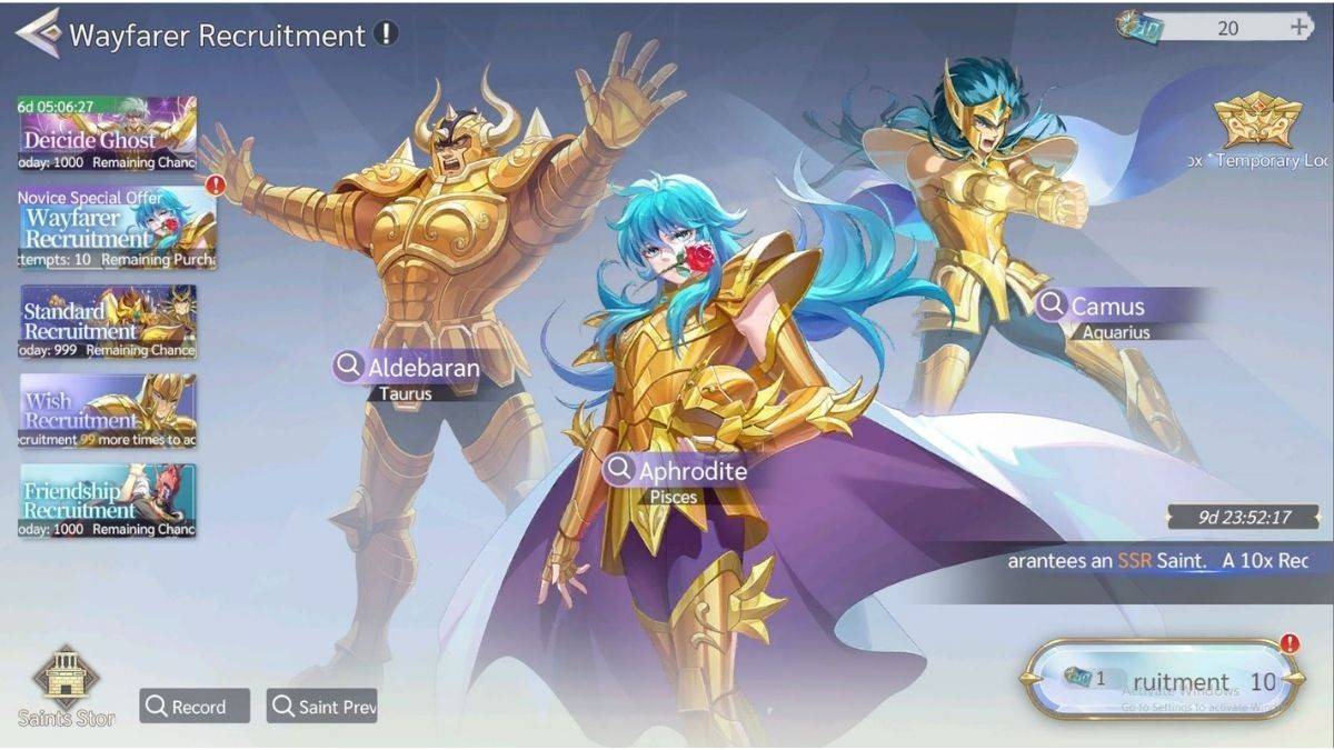 Wayfarer Recruitment in Saint Seiya EX