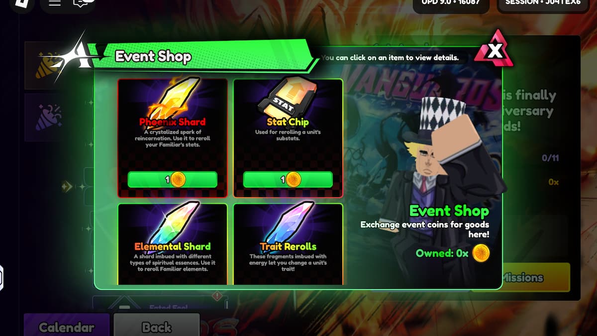Anniversary shop with items