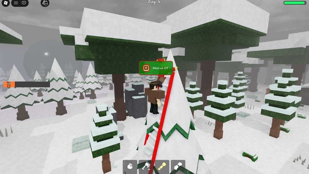 Rescuing Elves in 99 Nights in the Forest Christmas update