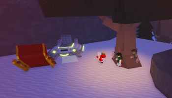 A player standing near Santa