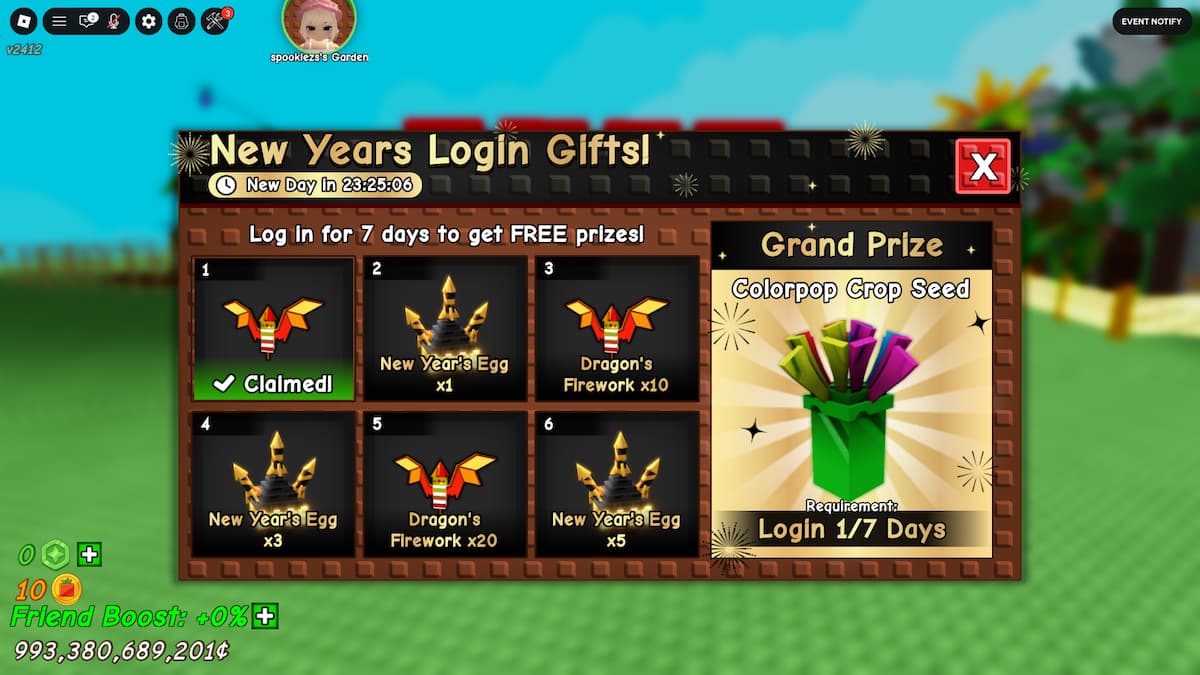 Get New Year's Egg in Grow a Garden