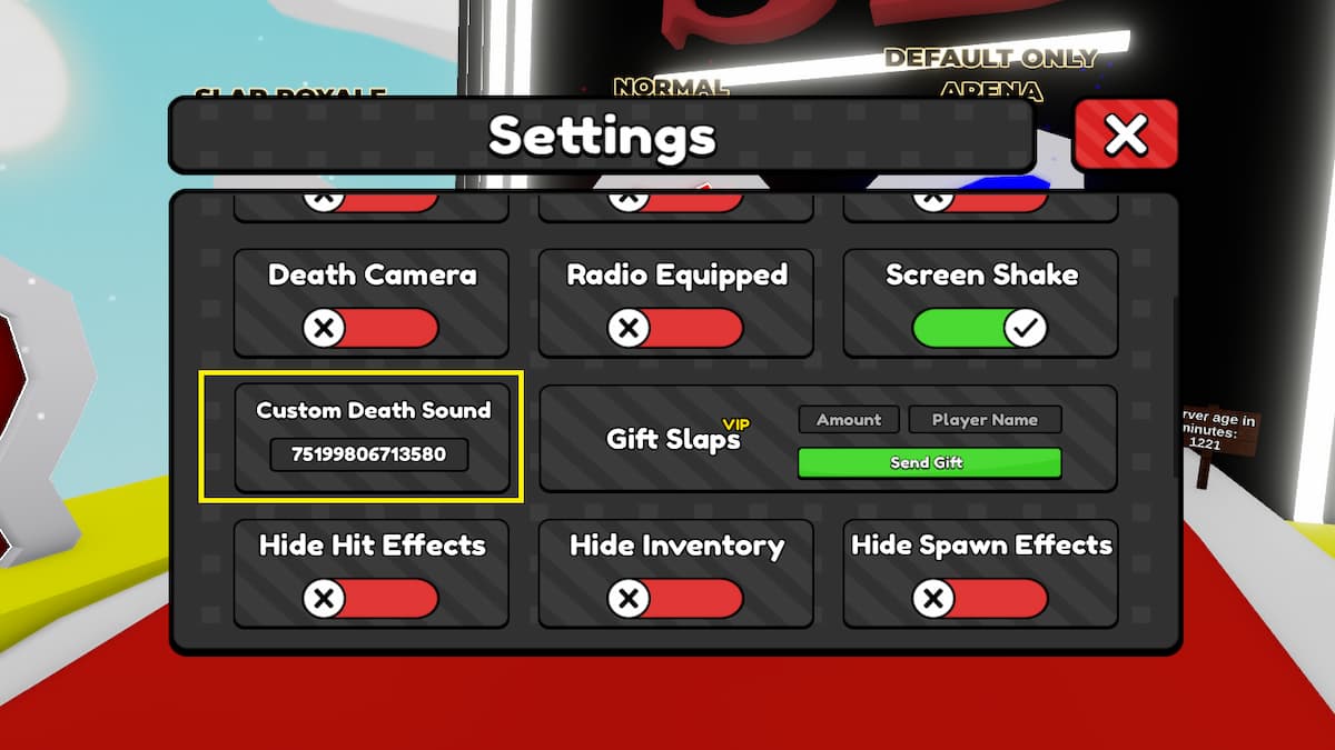 The Slap Battle Kill Sound ID Input Box