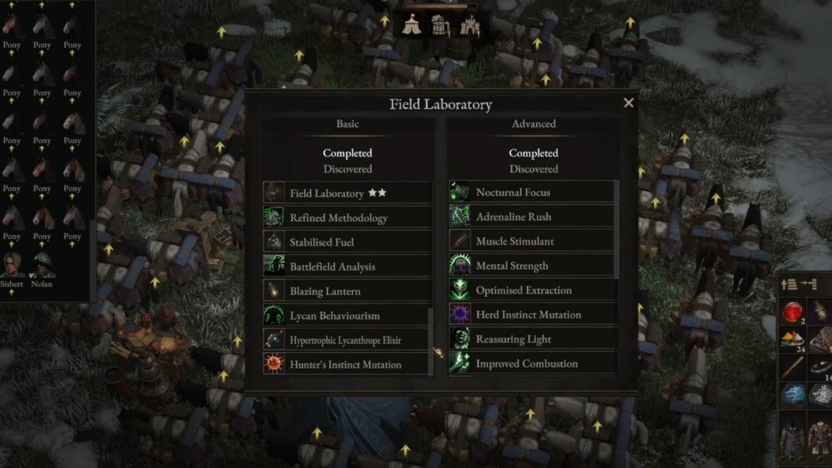 Field Laboratory Recipes in Wartales
