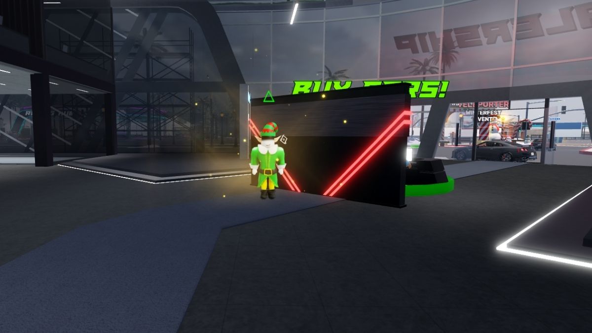 Elf location at the dealership in Driving Empire