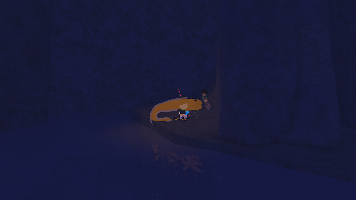 A player holding a Cusk Eel