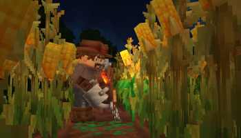 A player plucking corn in Hytale