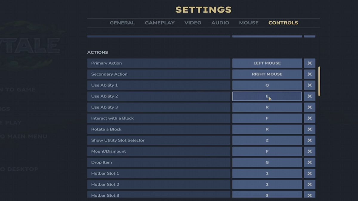 The Settings Menu in Hytale