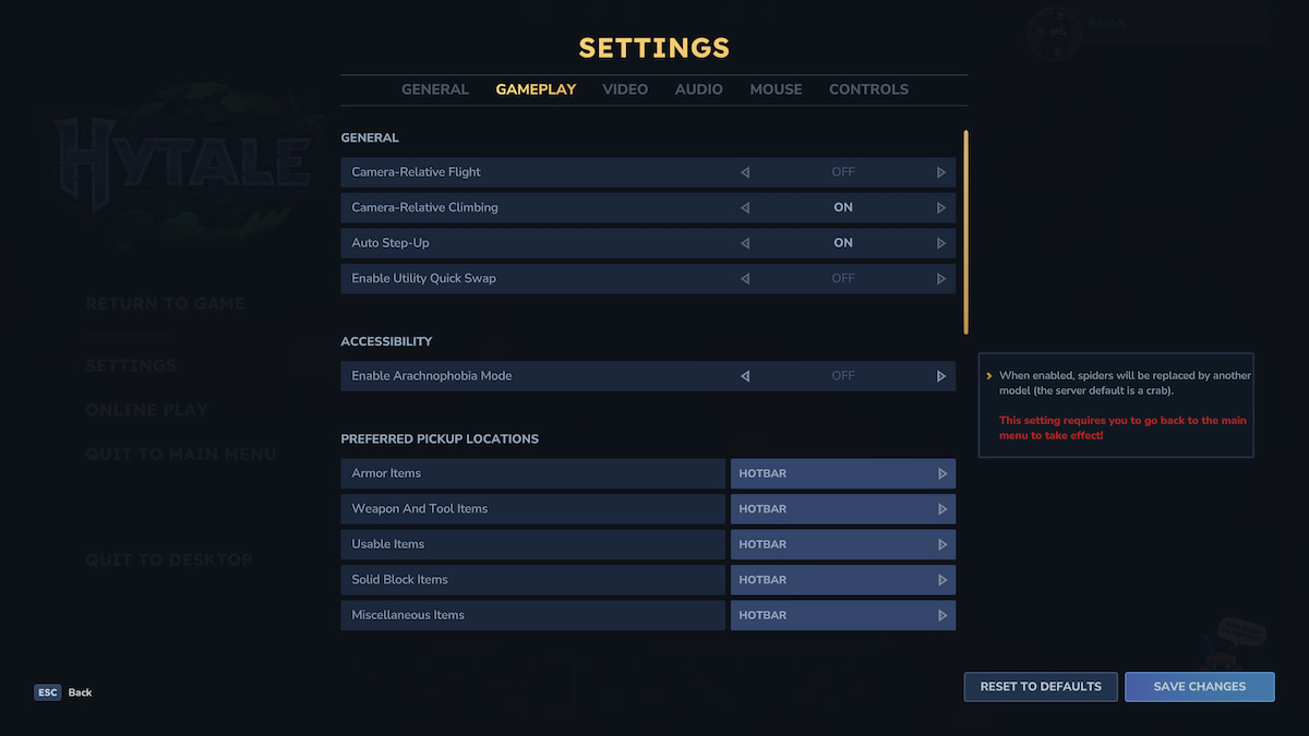 Turn on Arachnophobia Mode in Hytale