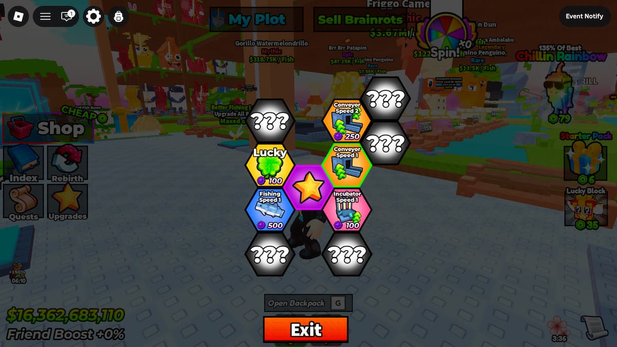 Upgrade Feature in My Fishing Brainrots