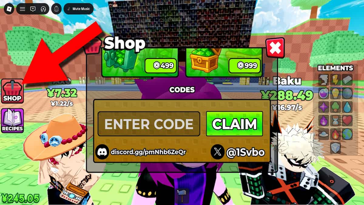 How to redeem codes in Craft Anime.