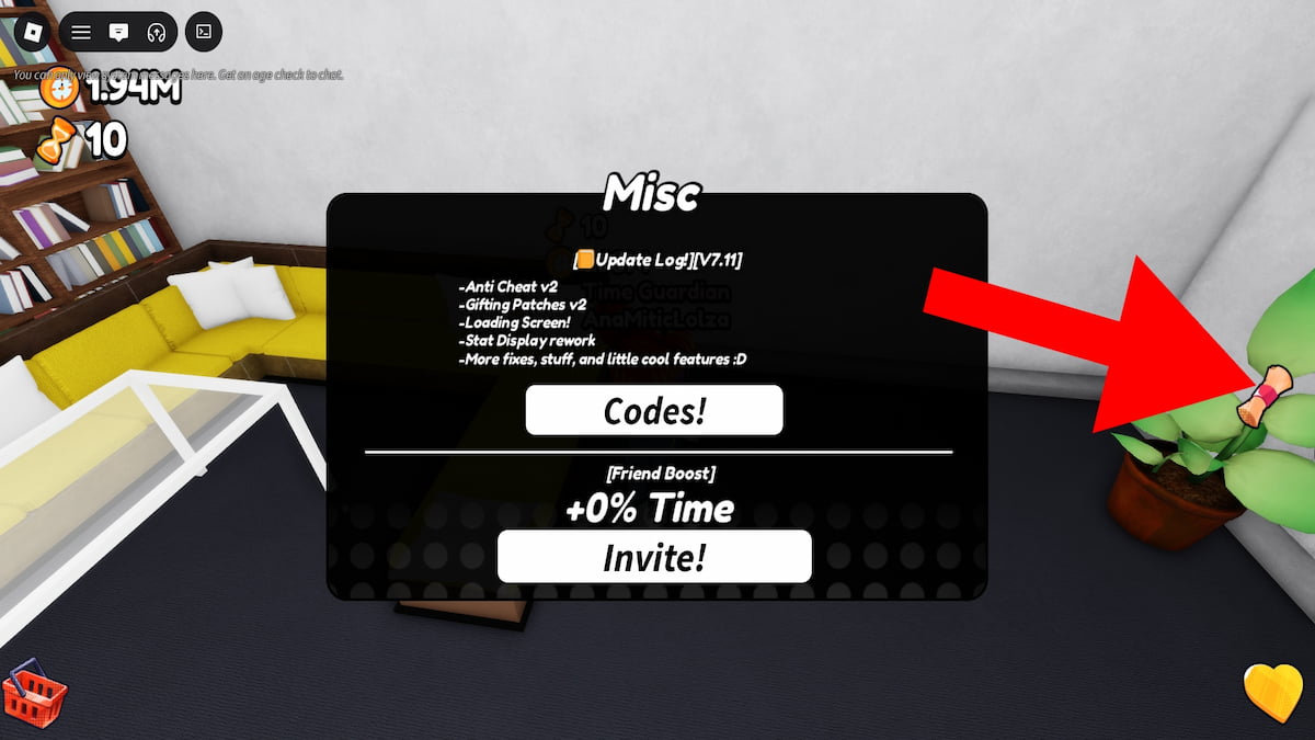 How to redeem codes in Waste Time.