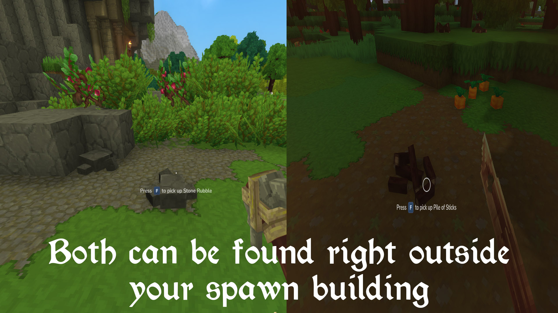 how to get any rubble and sticks in hytale