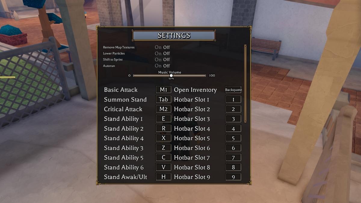 Bizarre Lineage Keybinds