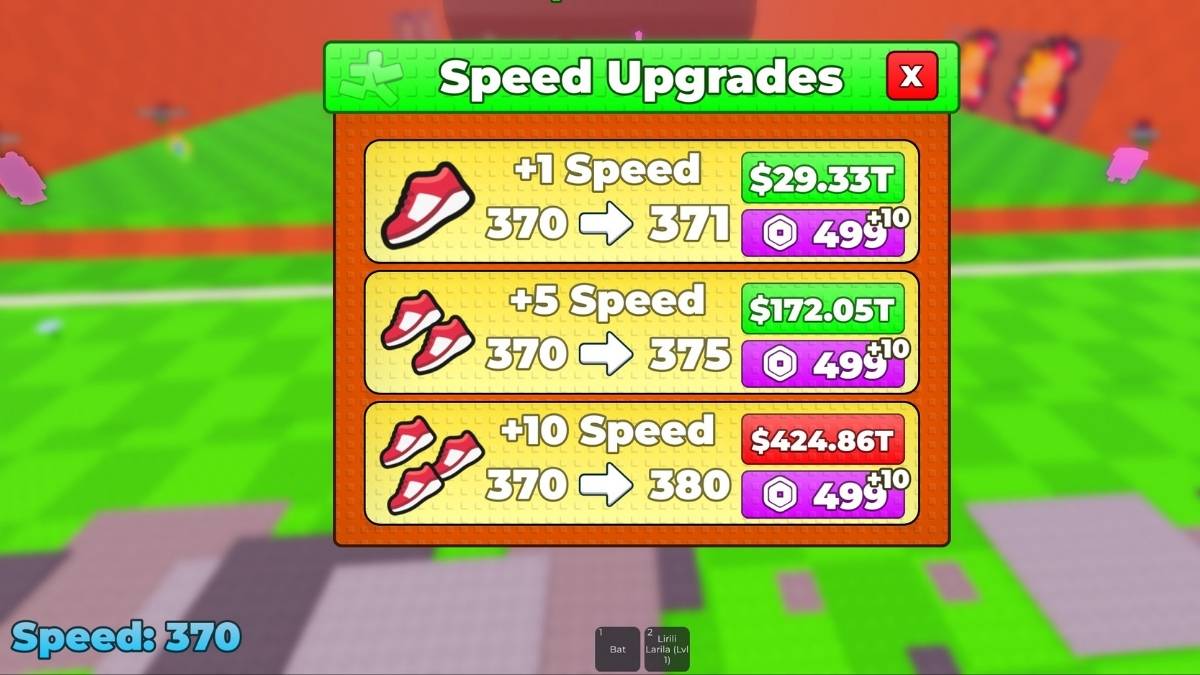 Upgrading Speed in Escape Logs for Brainrots