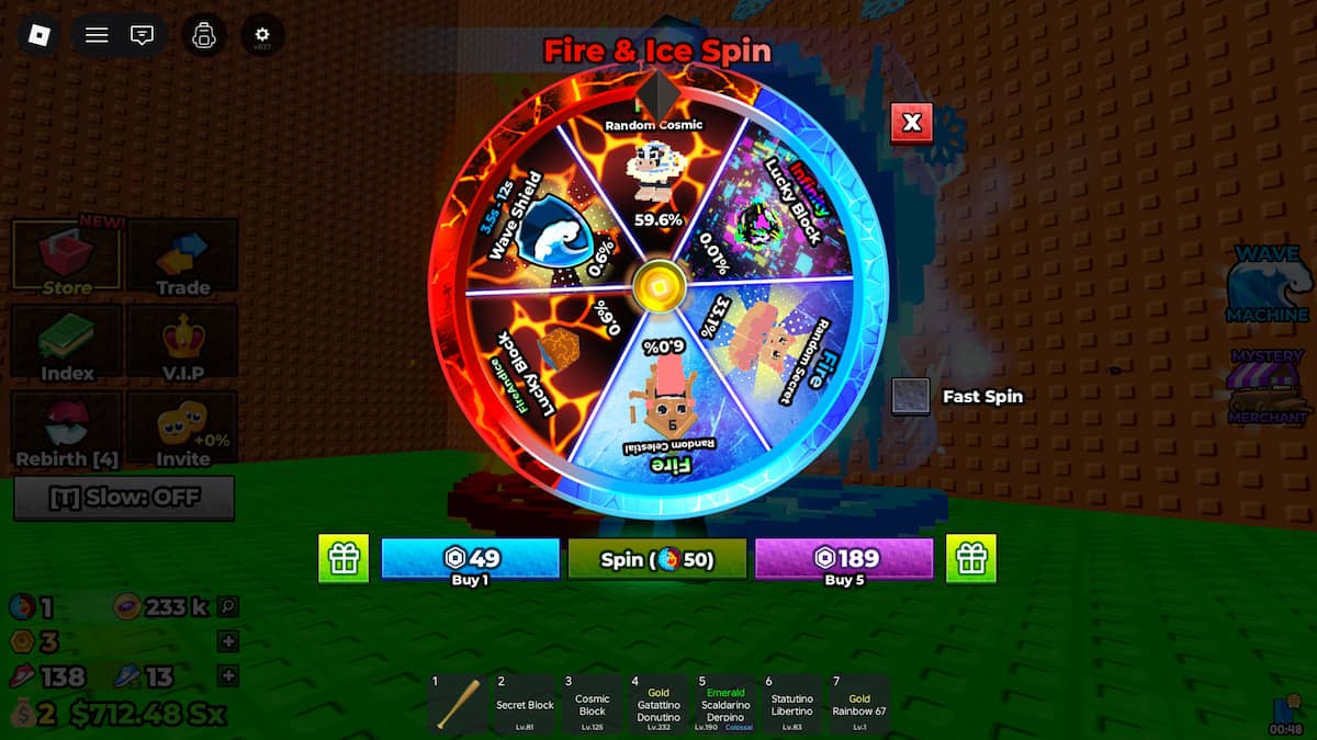 Fire and Ice Spin in Escape Tsunami for Brainrots