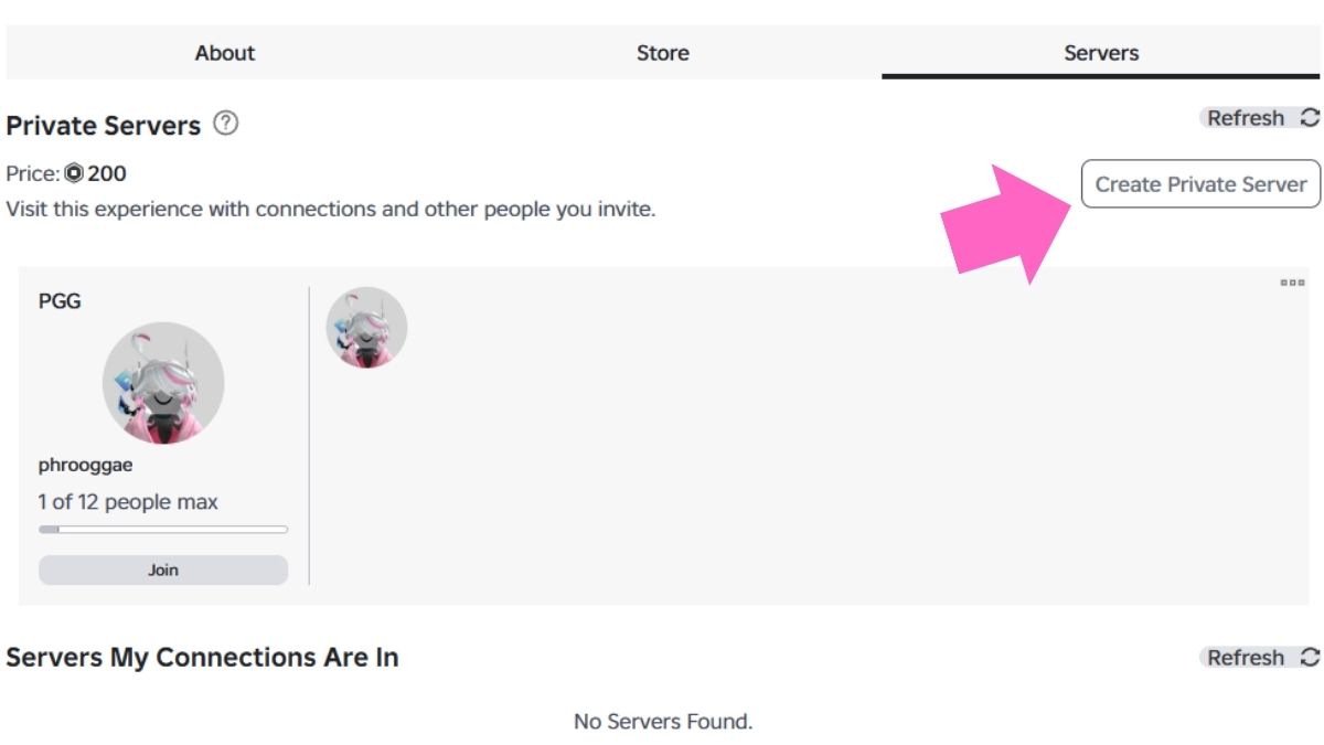 Private server link in Abyss