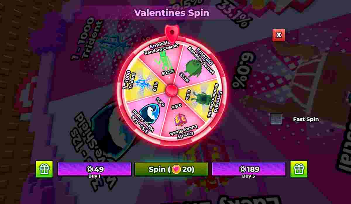 You need 20 Candies to use the Valentine's Spin Wheel