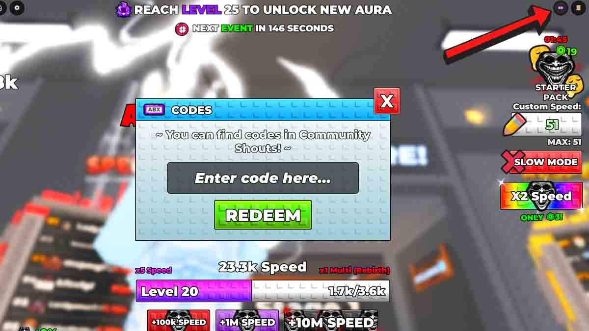 How To Redeem +1 Aura Speed Escape Codes