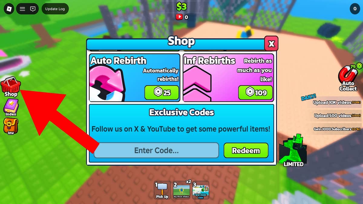 How to redeem Be a YouTuber codes.