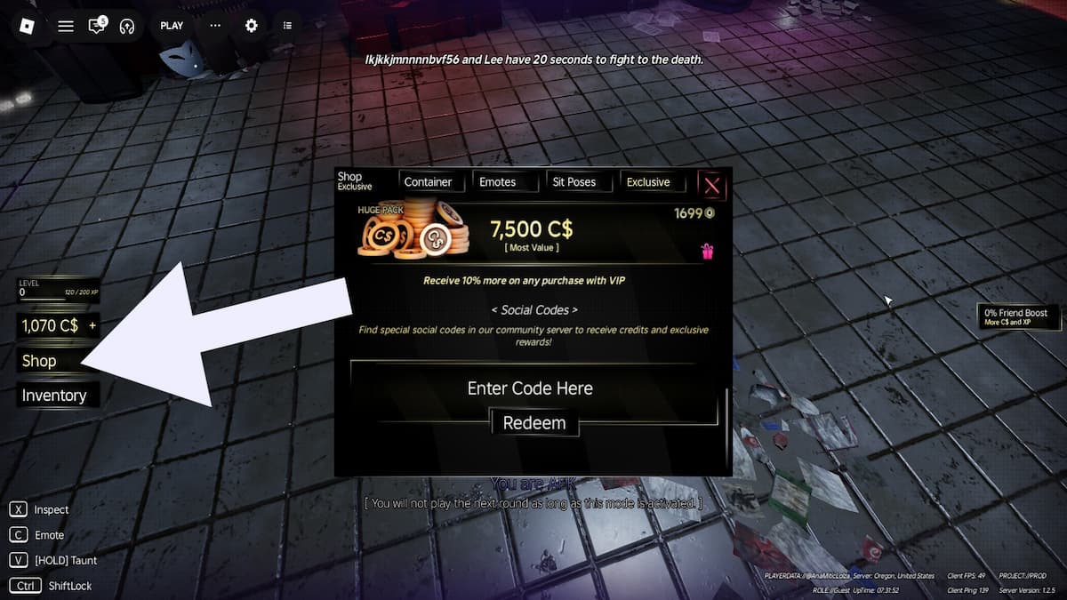 How to redeem codes in Betrayed.