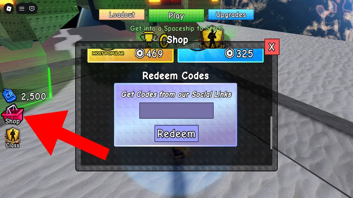 How to redeem codes in Survive Zombie Arena.