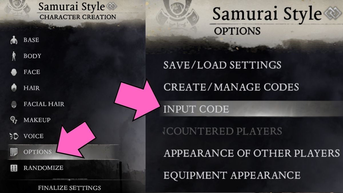 How to use character creator codes in Nioh 3