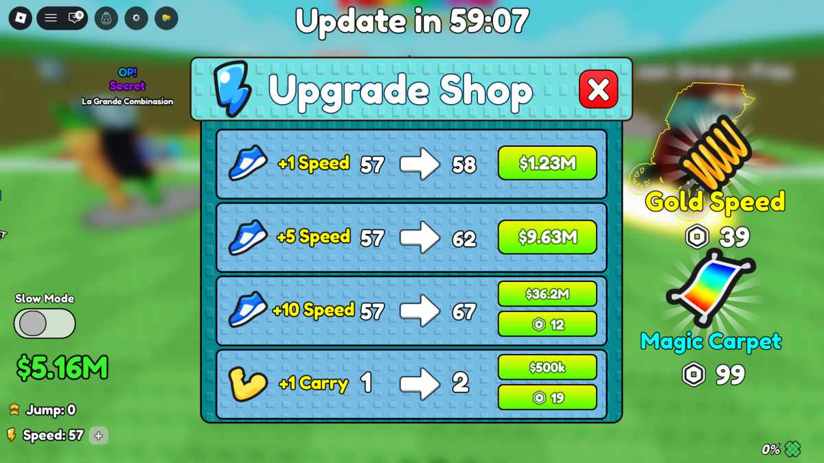 You can increase your carry capacity in Save Brainrots from LAVA