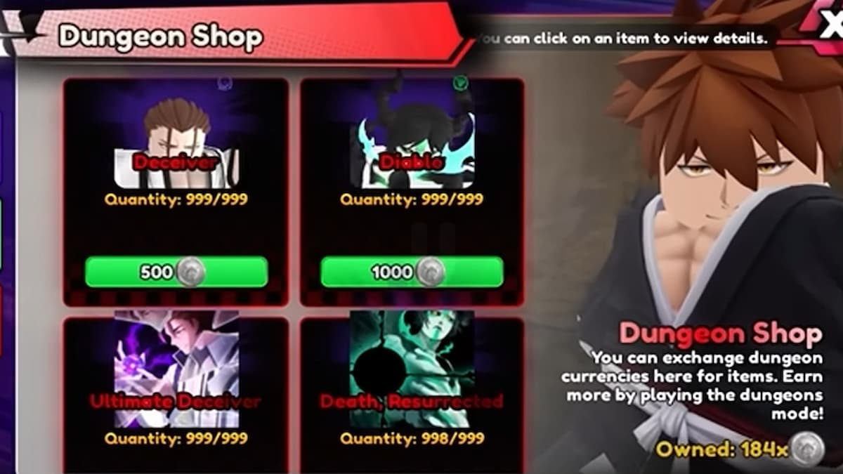 The Dungeon Shop in Anime Vanguards