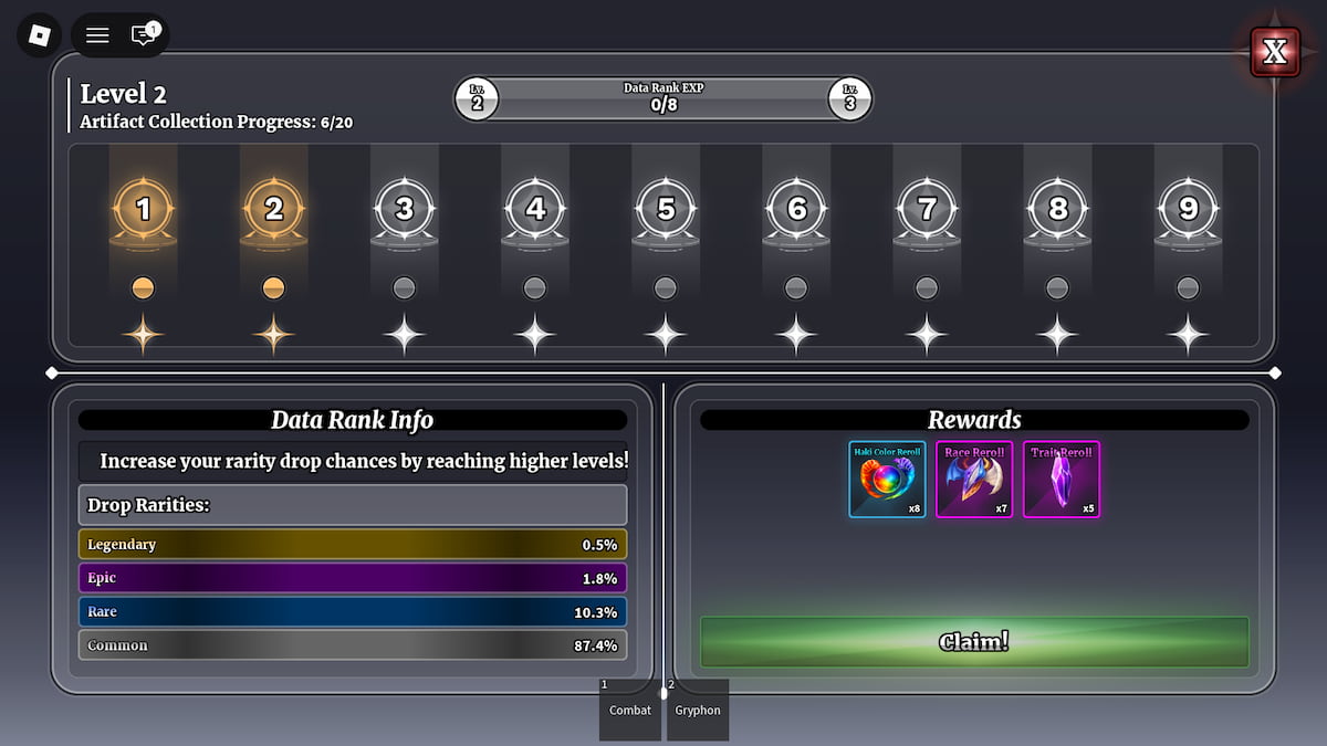 Artifacts Higher Rarity Unlock