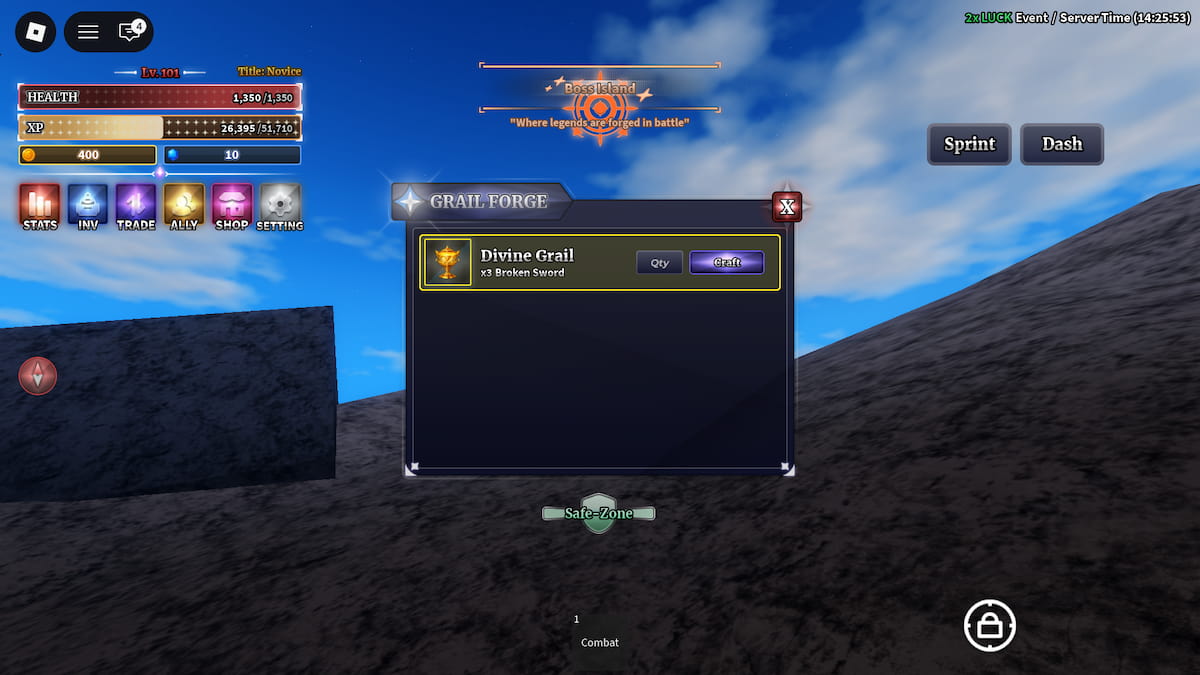 Craft Divine Grail in Sailor Piece