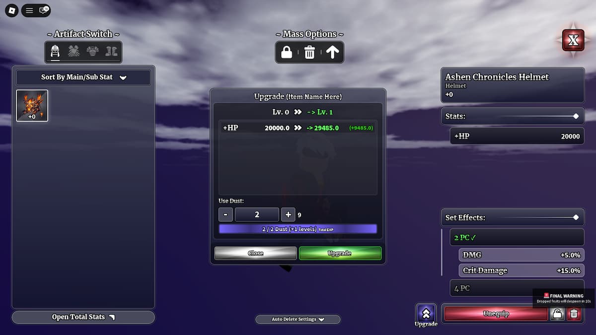 Level Up Artifacts in Sailor Piece