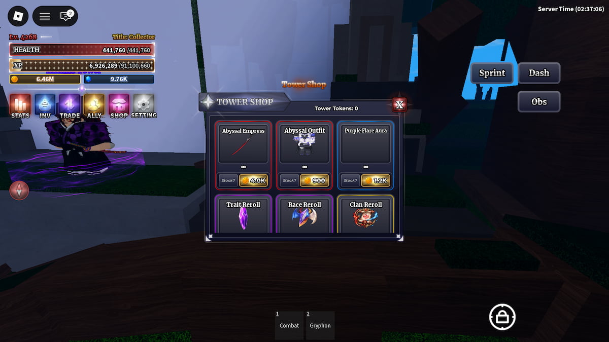 Tower Shop in Sailor Piece