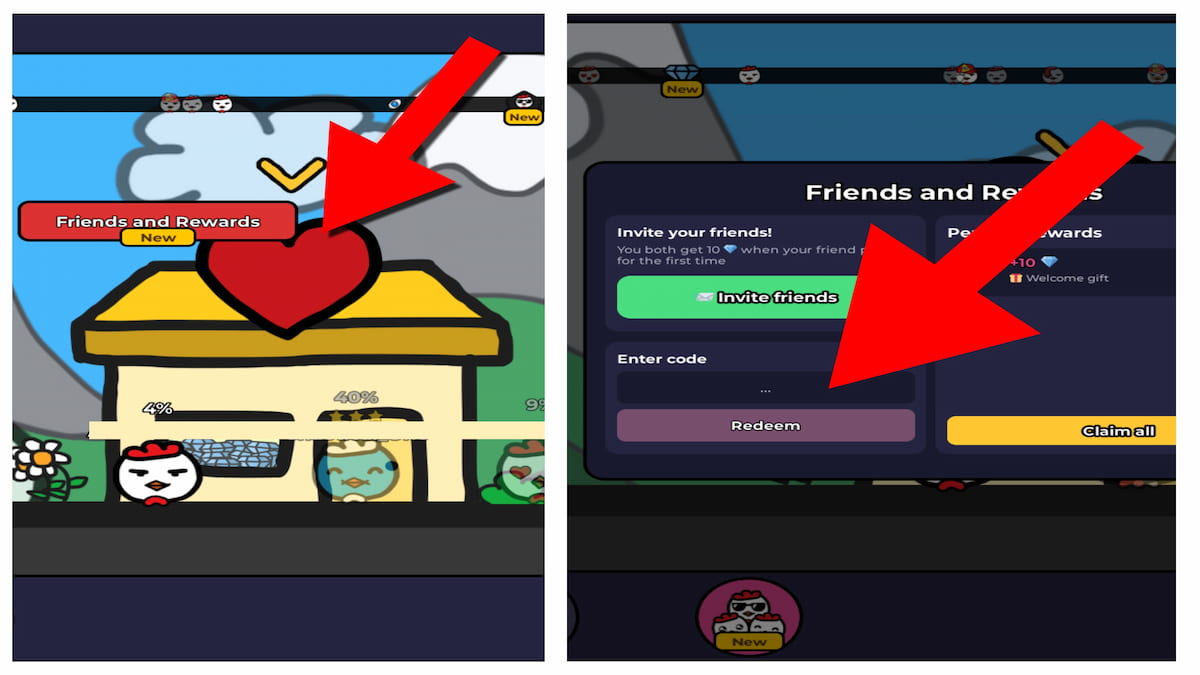 How to redeem Chicken Rocket codes.