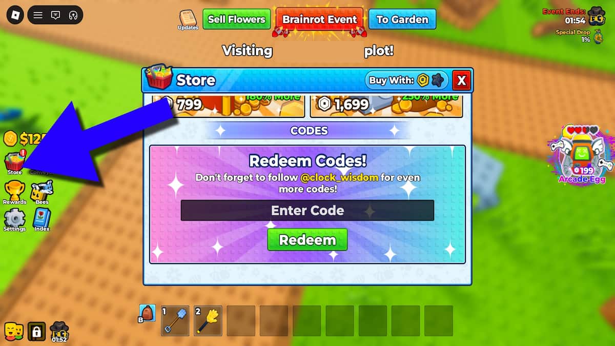 How to redeem Bee Garden codes.