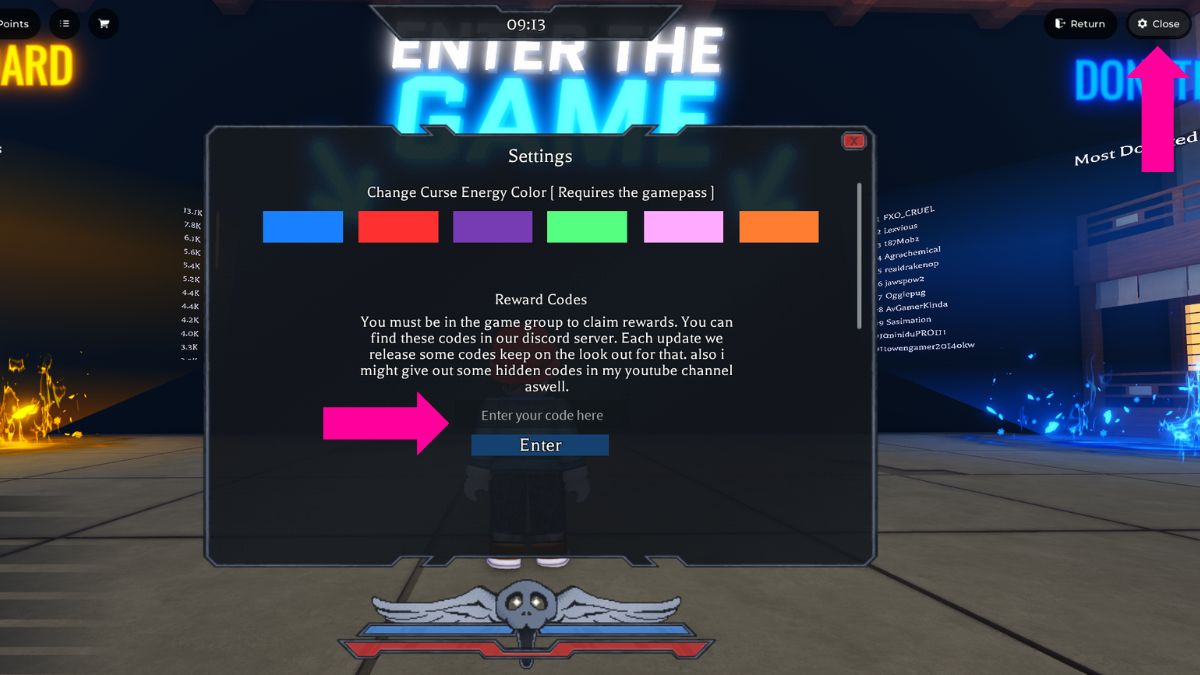 How to Redeem Codes in Culling Grounds Roblox