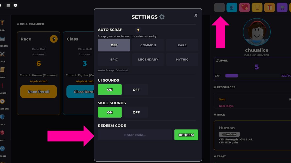How to Redeem Codes in Solo Leveling Incremental