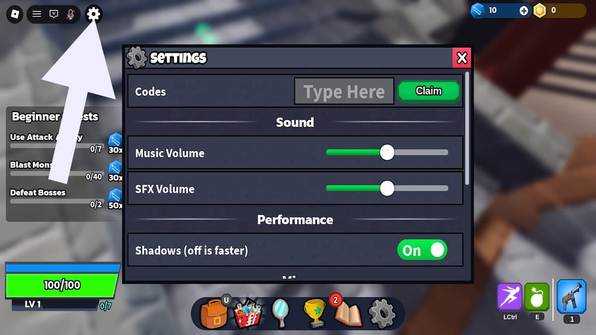 How to redeem codes in Dungeon Blast.