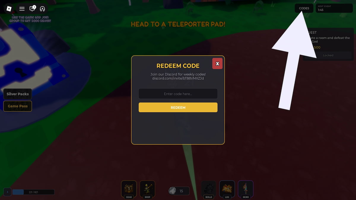 How to redeem codes in Survive The Loop.