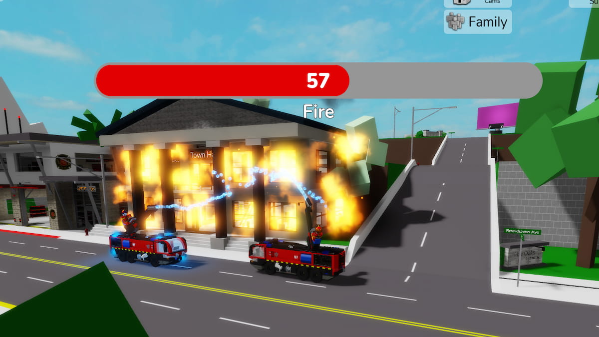 A Firetruck putting out fire in Roblox