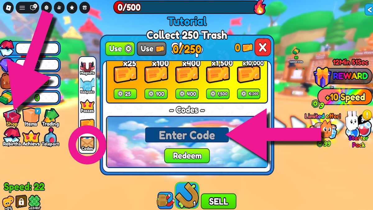 How to redeem Magnet Trash Simulator codes
