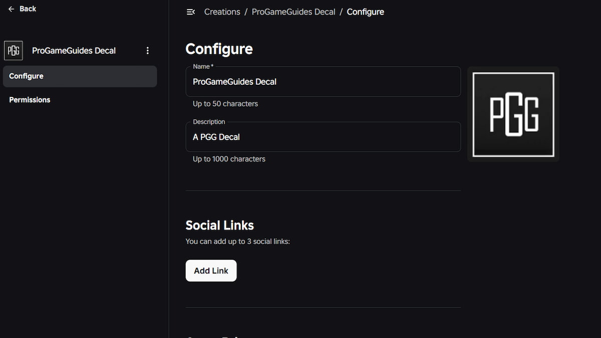 The PGG Decal in Roblox