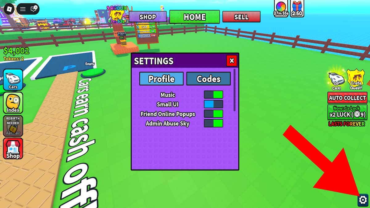 How to redeem codes in Unbox Your Car.