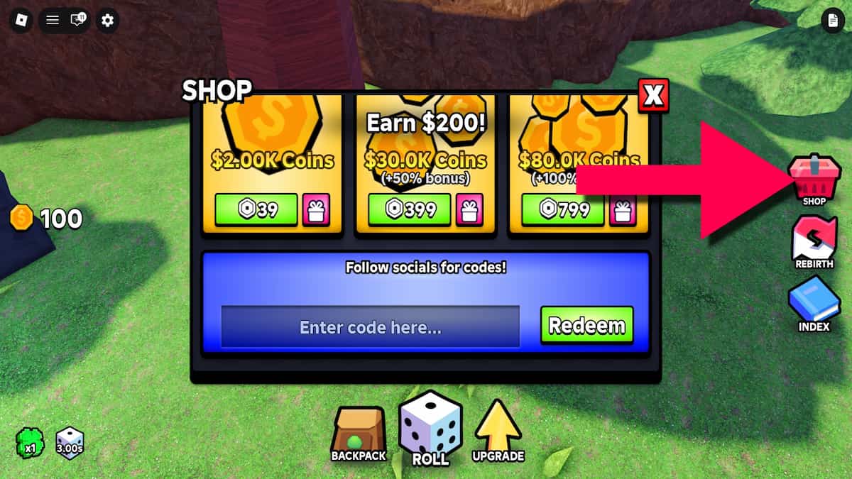 How to redeem codes in Slime RNG.