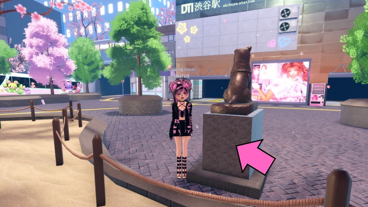 Dog Statue Kirameki DTI Emoji Location