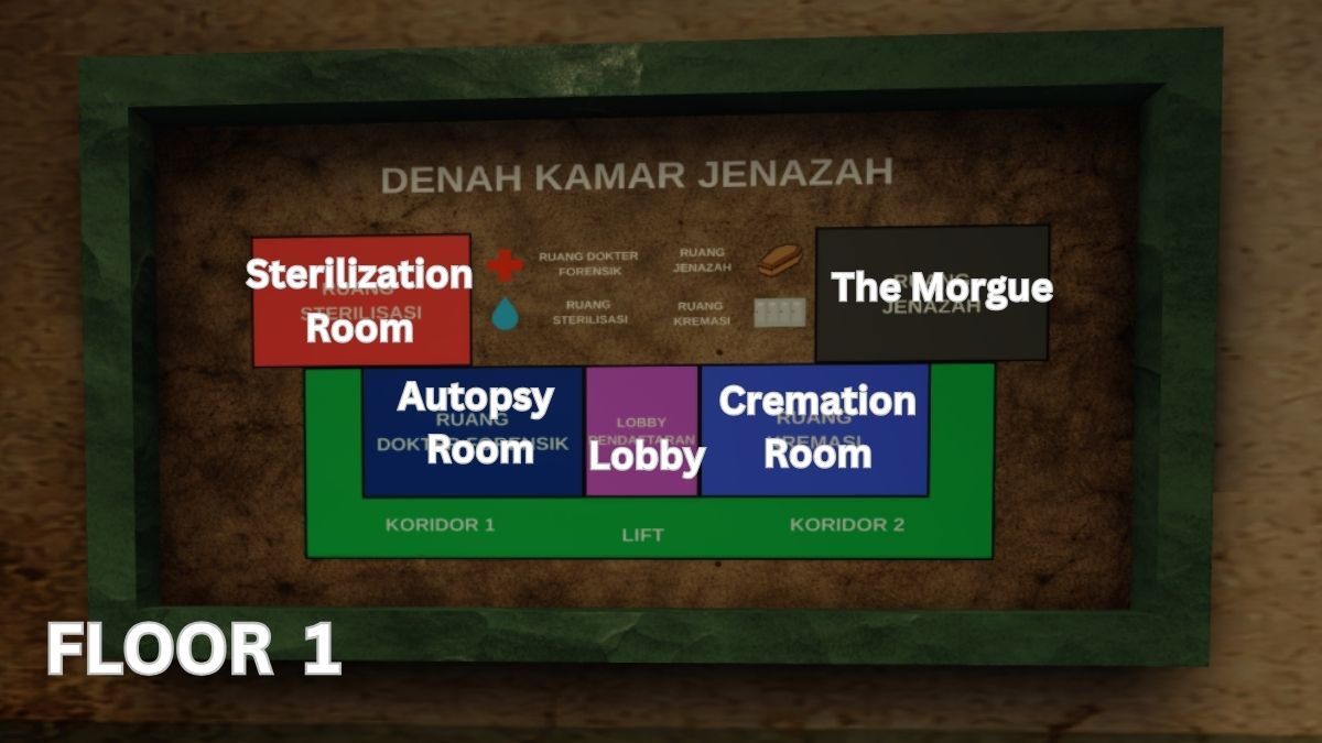 Map of the first floor in Morgue Shift