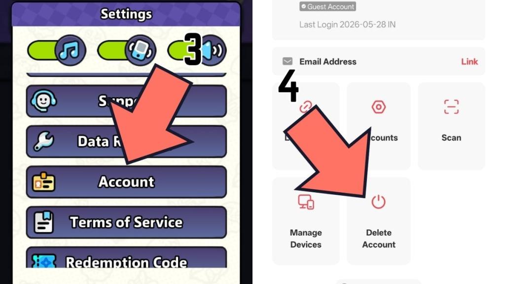 Deleting Account in Clash of Critters