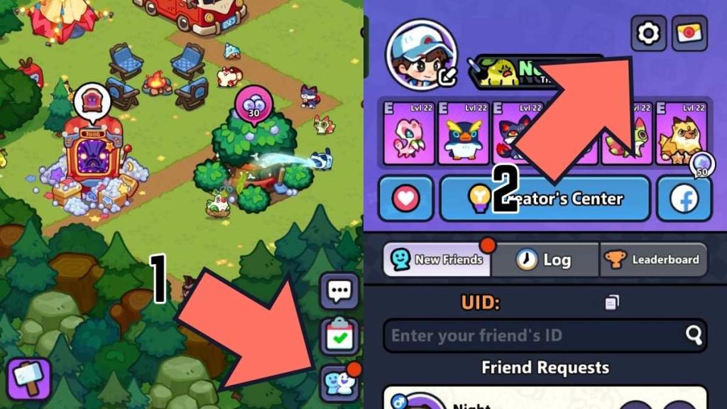 Going to settings in Clash of Critters