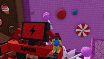 A player standing on top of an Admin Machine in +1 Speed Keyboard Escape Treadmill